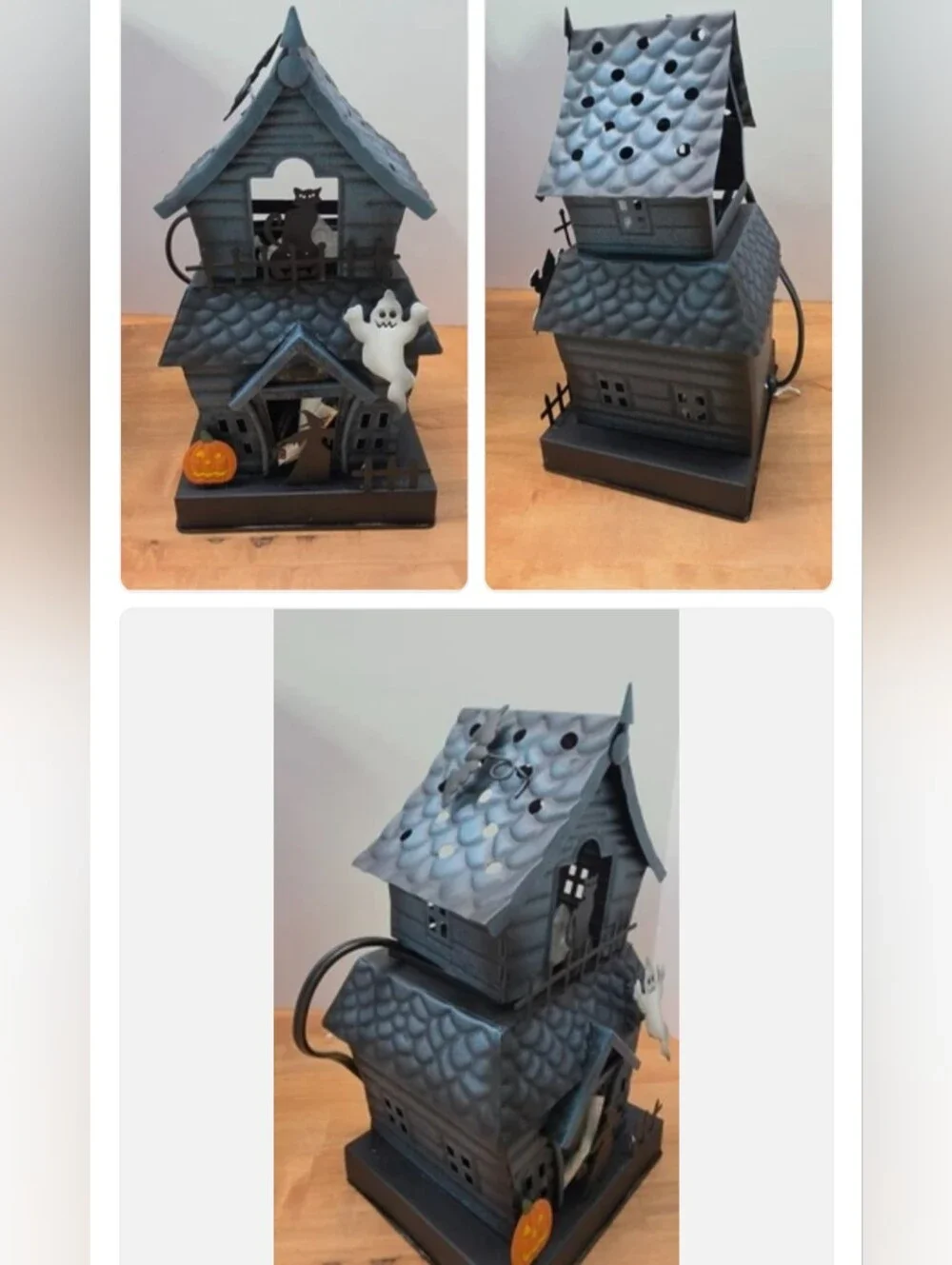 Halloween Haunted House Decorative Accent - Gray Ghost & Pumpkin